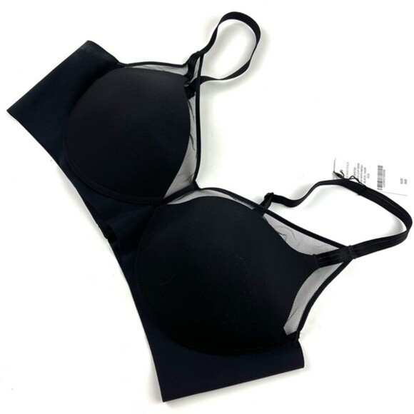 Understance Wireless Demi Cup Mesh Trim Black Padded Bra size 36B - Picture 2 of 5